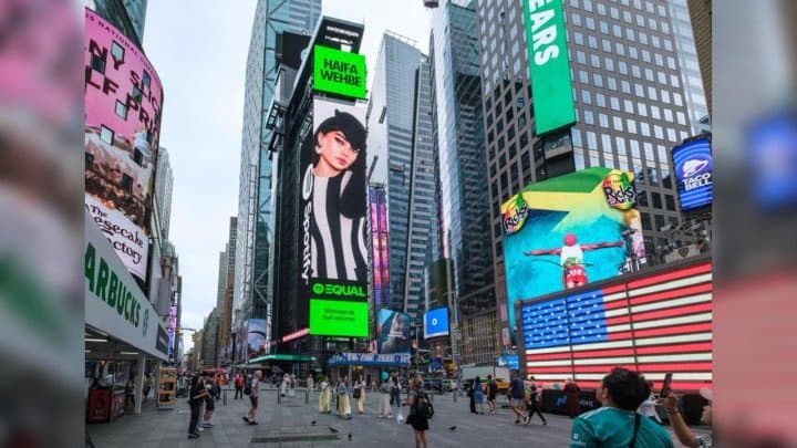 Arab Pop Icon Haifa Wehbe Takes Over New York’s Times Square as Spotify’s Global EQUAL Ambassador